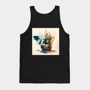 Pirate Ship watercolour Tank Top